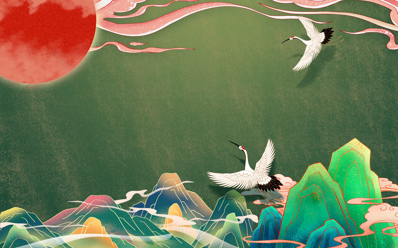 墨绿色中国风国潮国风古风节日节庆大气背景,插画/手绘图,插画/手绘图库,插画/手绘图下载,插画/手绘